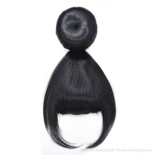 Synthetic Hair Bun With Bangs Set Heat Resistant Fiber Chignons HairPiece Ponytail Wig For Women Clip in Hair Extension